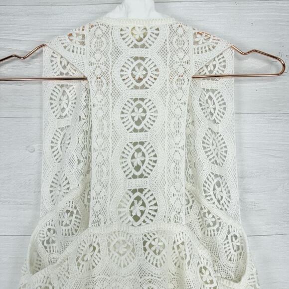 Anthropologie Meadow Rue Crochet Draped Lace Vest XS/S Cottagecore Boho Coquette - Picture 8 of 13